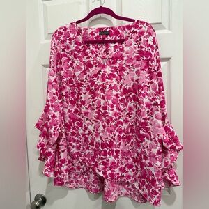Vince Camuto Pink and White Floral Blouse